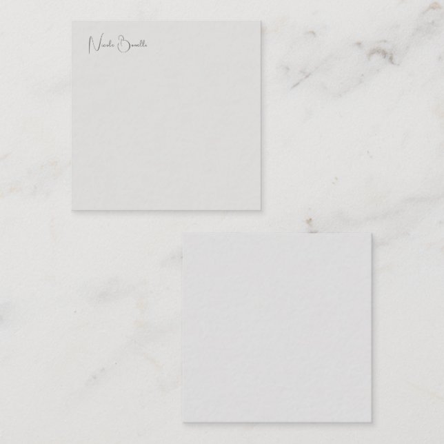 Unik Modern Platinum Grått-minimalistisk kaligraph Anteckningskort (Fram/baksida)