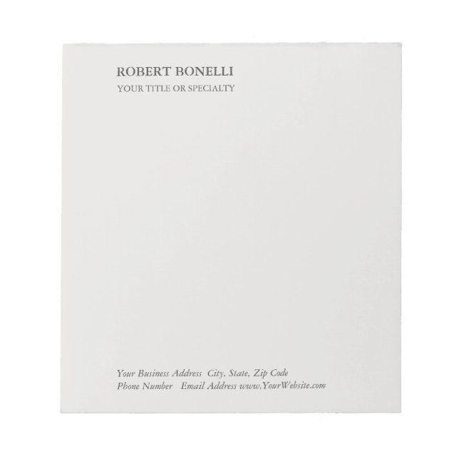 Unik Modern Platinum Grått Snyggt-minimalist Anteckningsblock (Framsida)