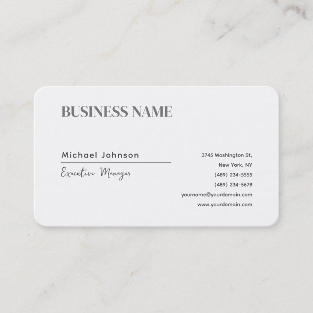 Unik, modern professionell, minimalistisk chic visitkort (Framsida)