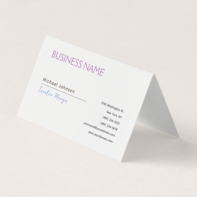 Unik, modern professionell, minimalistisk chic visitkort (Framsida)