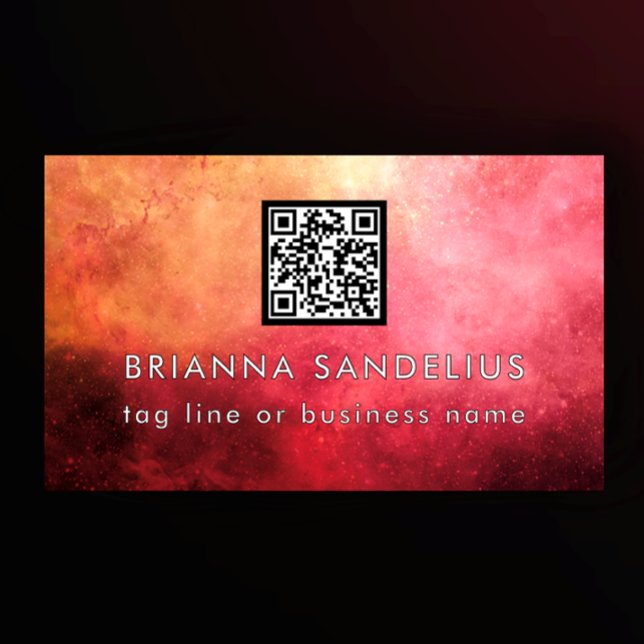 Unik Modern Rosa Nebulosa QR-kod Anpassad Visitkort (Personalize this unique nebula business card template. Add QR code and contact info.
)