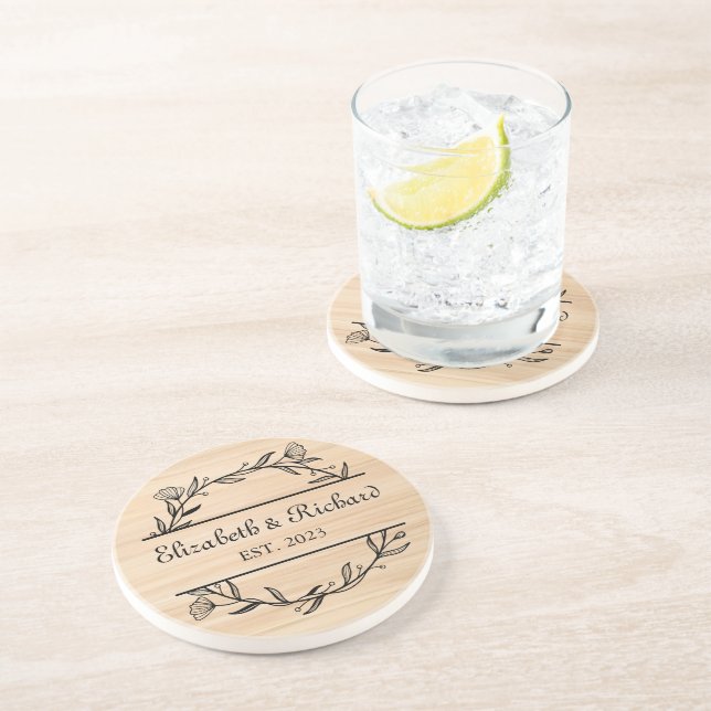 Unik Modern Rustik Anpassningsbar par Bröllop-datu Underlägg (Sidan)