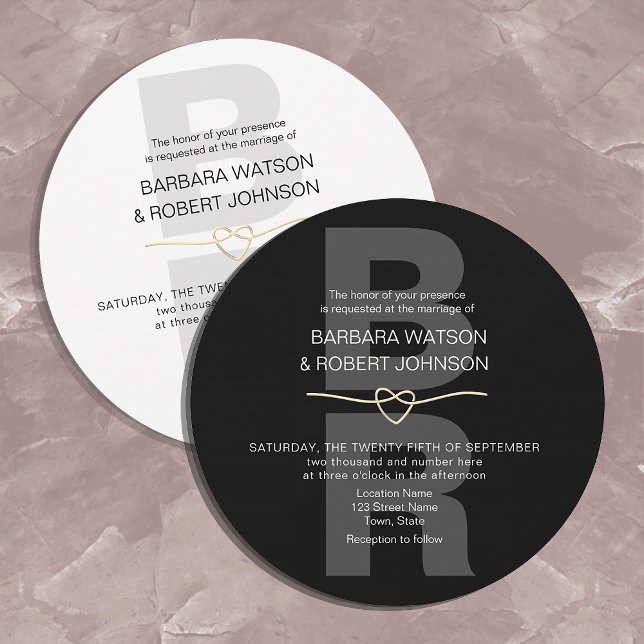 Unik Modern Svart och Vit Bröllopsfest Inbjudningar (Skapare uppladdad)