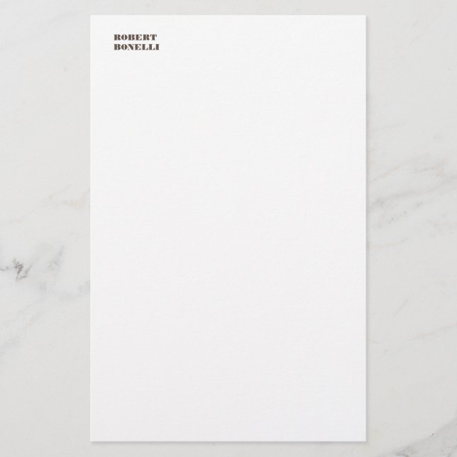 Unik modern svart vit ditt namn - minimalistisk brevpapper (Framsida)