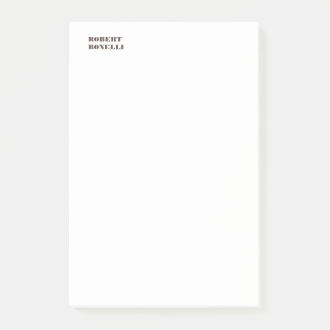 Unik modern svart vit ditt namn - minimalistisk post-it block (Framsida)