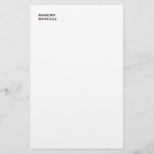 Unik Modern Svart Vitt Ditt Namn Minimalistisk Brevpapper