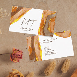 Unik Monogram-Abstrakt Boho Terracotta Guld Visitkort
