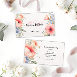Unik Monogram för Blommigt med vattenfärg Visitkort