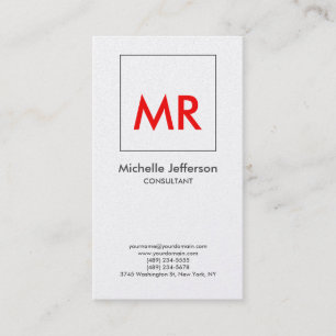 Unik Monogram för Premium Pearl Red White-Elegant Visitkort