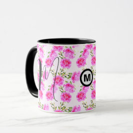 Unik monogram första kaffekaffe Mugg (Blommigt Gif
