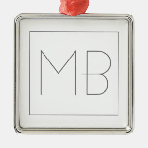 Unik monogrammad vit Elegant Julgransprydnad Metall