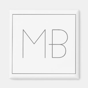 Unik monogrammad vit Elegant Magnet