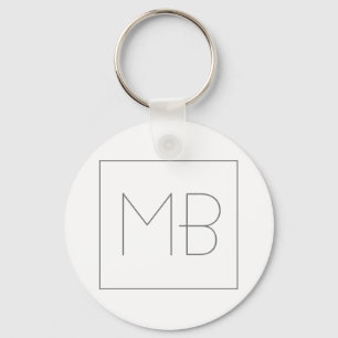 Unik monogrammad vit Elegant Nyckelring
