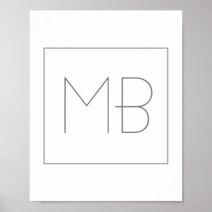 Unik monogrammad vit Elegant Poster