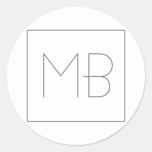 Unik monogrammad vit Elegant Runt Klistermärke (Framsida)