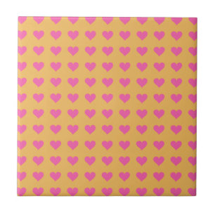 Unik Mönster i Rosa Hearts Symmetrical Arranged Kakelplatta