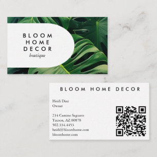 Unik monstera Löv-fotografi QR-kodarmatur Visitkort