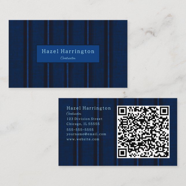 Unik Mörk blått QR-kodklass för Affärskort Visitkort (Fram/baksida)