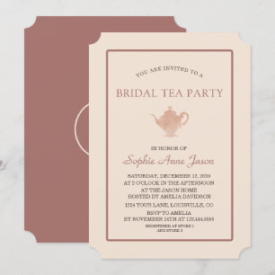 Unik Mörk Peach Möhippa Tea Party Inbjudningar