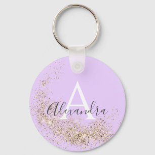 Unik mousserande Guld Glitter Pastel Lila Girly Nyckelring