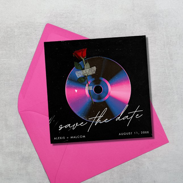 Unik musik för albumskydd Bröllop spara datum Spara Datumet (Album Cover Unique Music Wedding Save the Date)