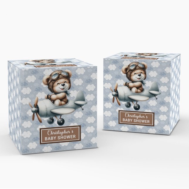 Unik Nalle Pilot Shower Baby Favor Box Presentaskar (Unique Teddy Bear Pilot Shower Baby Favor Box)