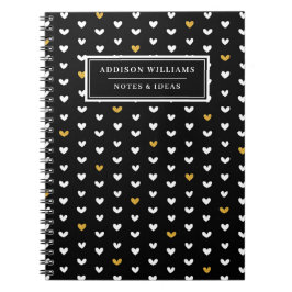 Unik Namn Alla hjärtans dag Guld Heart Mönster Anteckningsbok