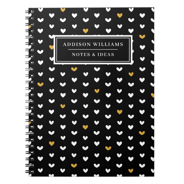 Unik Namn Alla hjärtans dag Guld Heart Mönster Anteckningsbok (Framsidan)