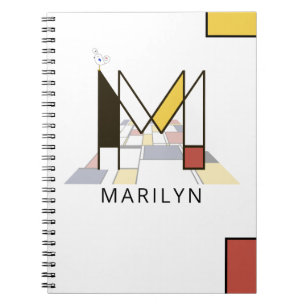Unik neoplasticism Stil Monogram. BREV M Anteckningsbok