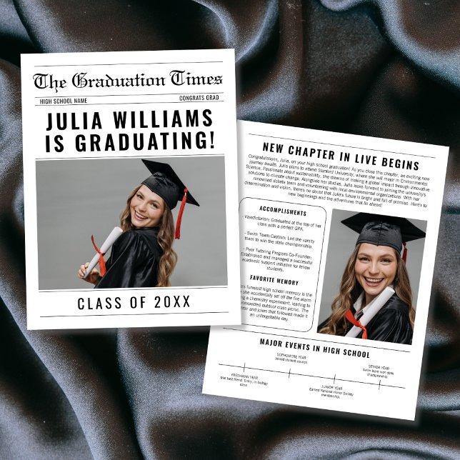 Unik nyhetsklass för Studenten 2024 (Newspaper Unique Class Of 2024 Graduation Keepsake)
