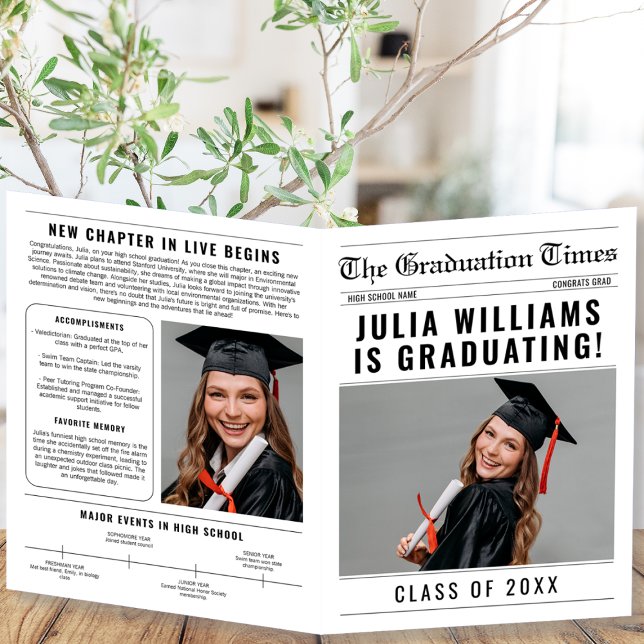 Unik nyhetsklass för Studenten 2024 Kort (Newspaper Unique Class Of 2024 Graduation Keepsake Card Photo Prop)