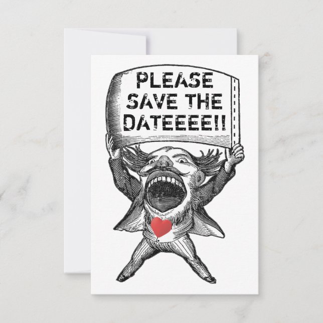 Unik och rolig save the date inbjudningar (Framsida)