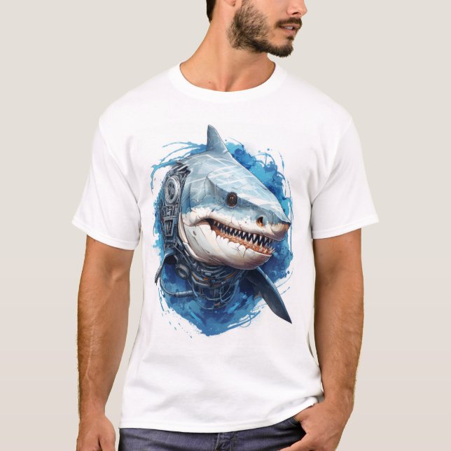 Unik Octopus Shark 2D Vector Illustration T-Shir T Shirt (Framsida)