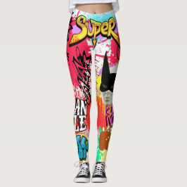 Unik ögonfångande graffiti Sprayfärg Modern Leggings