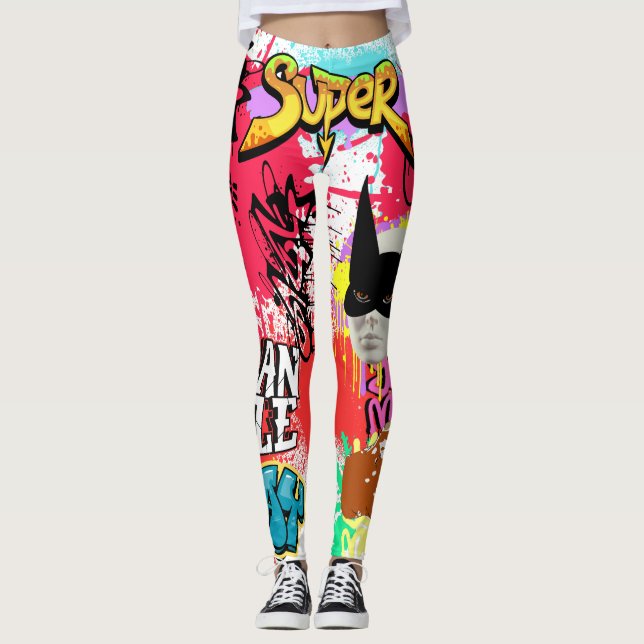 Unik ögonfångande graffiti Sprayfärg Modern Leggings (Framsida)