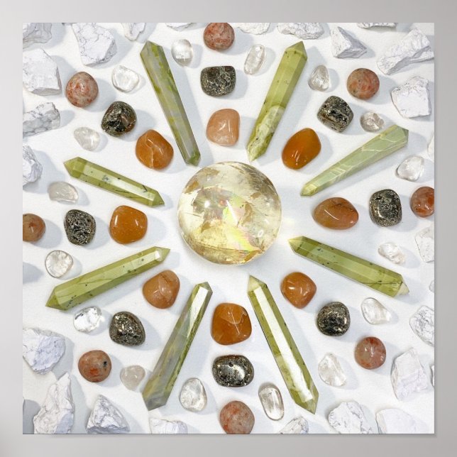 Unik Orange för geologisk Gult Stone Crystal Poster (Framsidan)