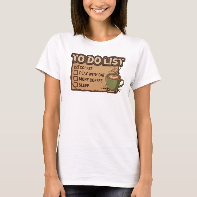 Unik Orange KAFFE LEK MED KATT Modeutskrift T Shirt (Framsida)