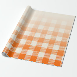 Unik orange och krämfärgad peek-a-boo buffelplaid presentpapper