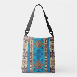 Unik orientalisk antikk blå beige Kilim Axelväska