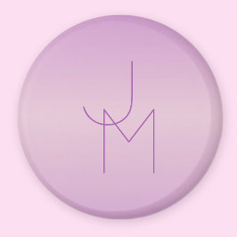 Unik överlappande monogram | Mjuk Lavendel Rosa Magnet
