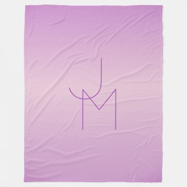 Unik överlappande monogram | Mjuk lavendelrosa Fleecefilt (Framsidan)