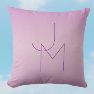 Unik överlappande monogram Mjuk lavendelrosa Kudde