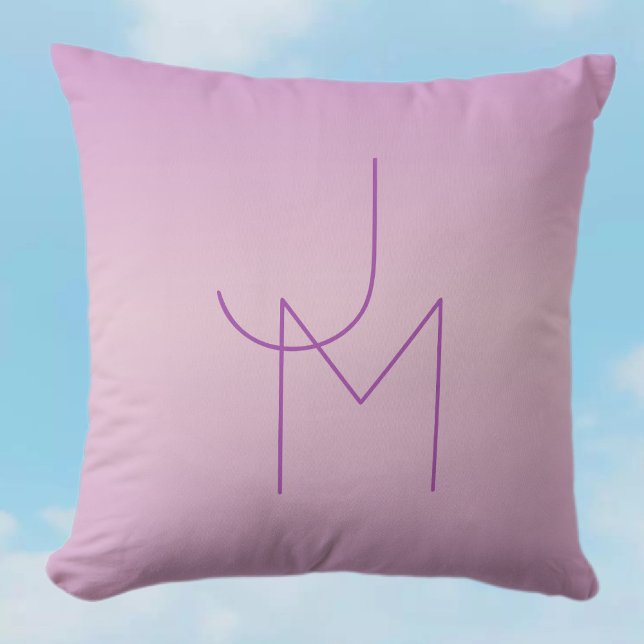 Unik överlappande monogram | Mjuk lavendelrosa Kudde (Skapare uppladdad)