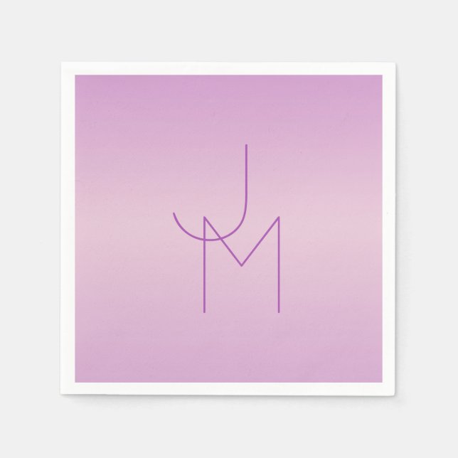 Unik överlappande monogram | Mjuk lavendelrosa Pappersservett (Framsidan)