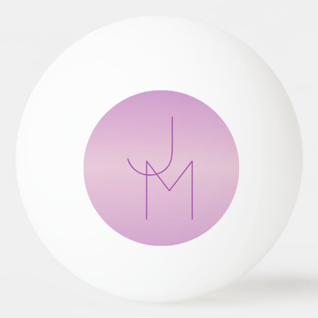 Unik överlappande monogram | Mjuk lavendelrosa Pingisboll (Framsidan)