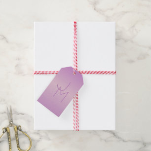 Unik överlappande monogram Mjuk lavendelrosa Presentetikett
