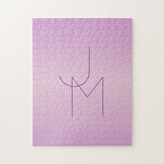 Unik överlappande monogram | Mjuk lavendelrosa Pussel (Vertikal)
