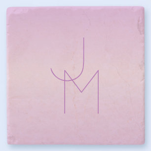 Unik överlappande monogram Mjuk lavendelrosa Stenunderlägg