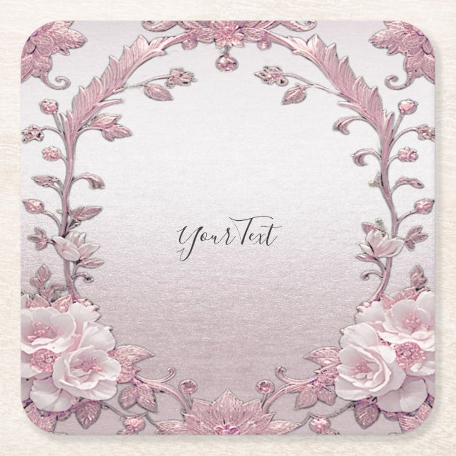 Unik Papper Underlägg av Blommigt för Rosa (Framsidan)