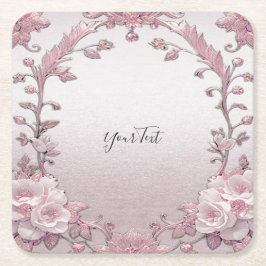 Unik Papper Underlägg av Blommigt för Rosa Kvadrat